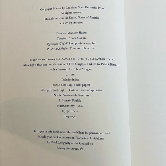 More Lights Than One: On the Fiction of Fred Chappell Book, Southern Literary - Picture 4 of 5